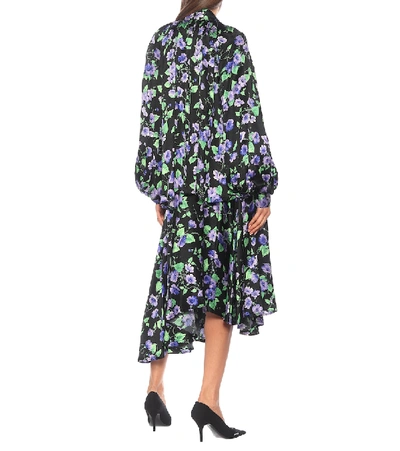 Shop Balenciaga Floral Silk Shirt In Purple