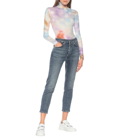 Shop Re/done High-rise Crop Skinny Jeans In Blue