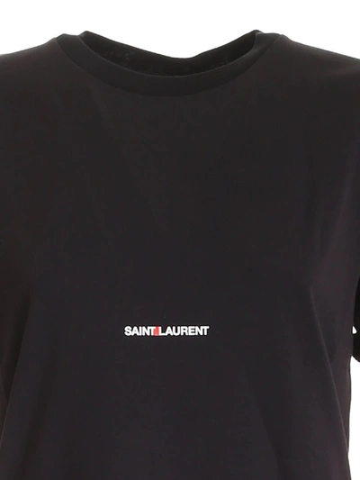 Shop Saint Laurent Logo Lettering Print Black Tee