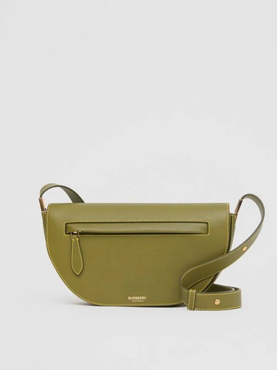 Shop Burberry Small Leather Olympia Bag In Juniper Green