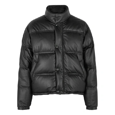 Shop Yves Salomon Black Quilted Leather Jacket