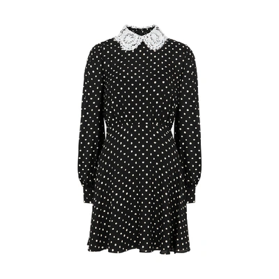 Shop Valentino Black Polka-dot Georgette Mini Dress