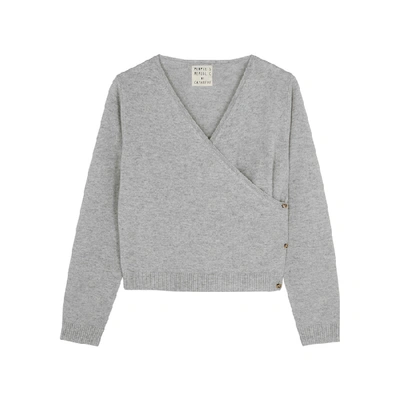 Shop People's Republic Of Cashmere Light Grey Mélange Cashmere Wrap Cardigan