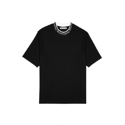 Shop Acne Studios Black Logo Jersey T-shirt