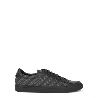 Shop Givenchy Urban Street Logo Black Coated Canvas Sneakers