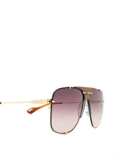Shop Gucci Metallic Pilot Sunglasses With Brown Lenses