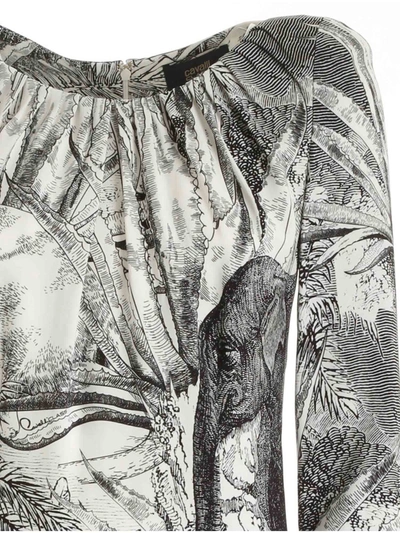 Shop Class Roberto Cavalli Jungle Print Cady Dress In Black And White