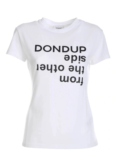 Shop Dondup Black Logo T-shirt In White