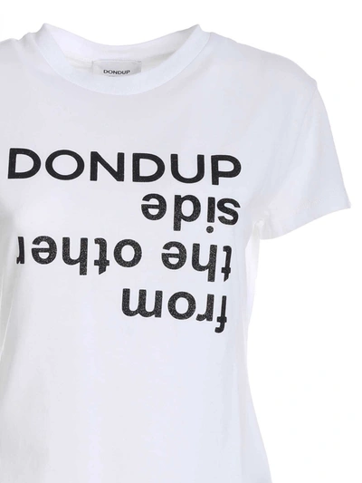 Shop Dondup Black Logo T-shirt In White
