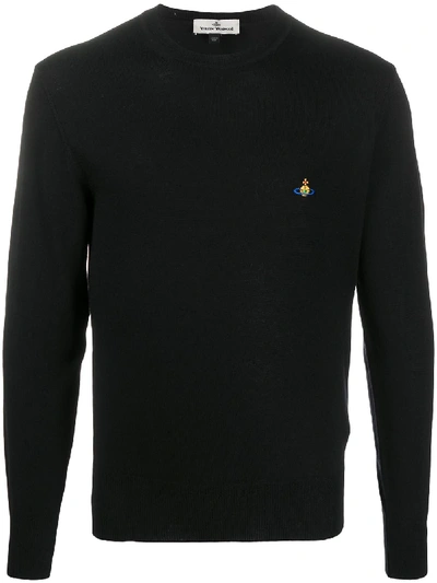 Shop Vivienne Westwood Embroidered Logo Jumper In Black