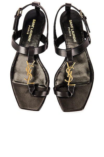 Shop Saint Laurent Cassandra Flat Sandals In Nero