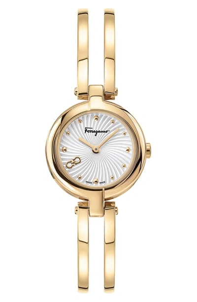 Shop Ferragamo Bangle Bracelet Watch; 26mm In Gold/ White/ Gold