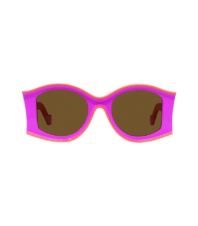 Shop Loewe Pink And Orange Large Sunglasses