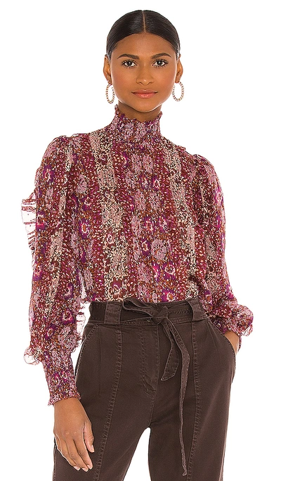 Shop Ulla Johnson Elita Blouse In Claret Patchwork