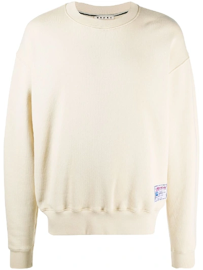 Shop Marni Logo Patch Sweatshirt In Neutrals