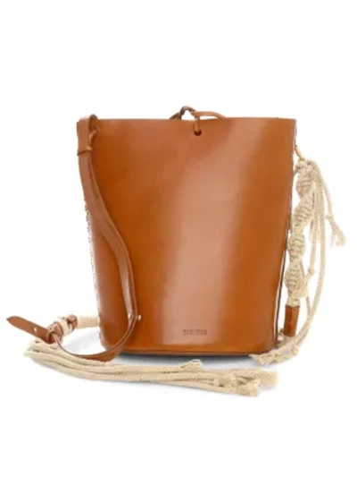 Shop Nanushka Nia Leather Bucket Bag In Tan