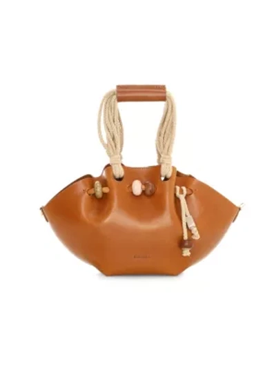 Shop Nanushka Mini Lynne Crafty Leather Top Handle Bag In Tan