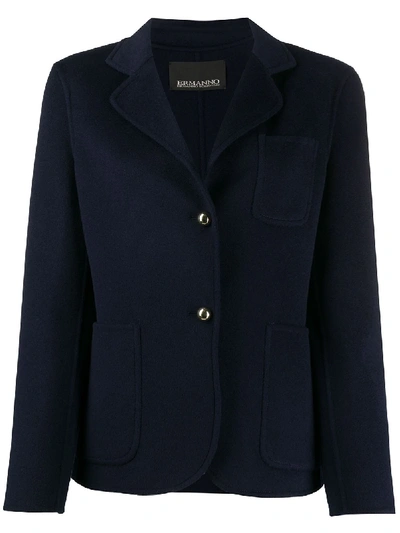 Shop Ermanno Ermanno Tailored Felt Blazer Jacket In Blue