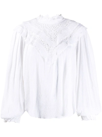 Shop Isabel Marant Étoile Izae Embroidered Blouse In White