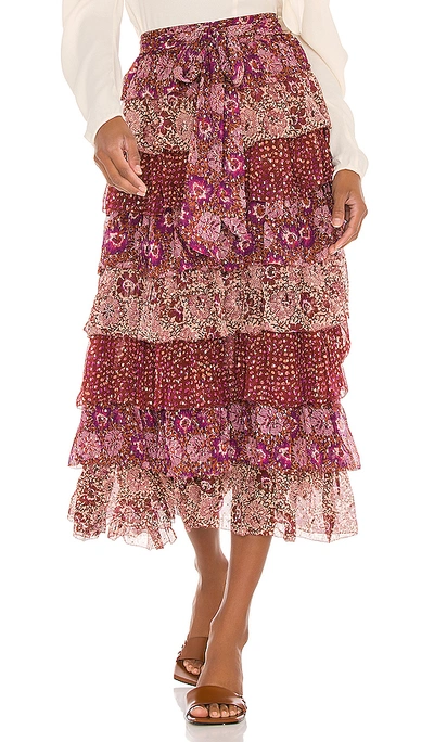 Shop Ulla Johnson Fayanna Skirt In Claret Patchwork