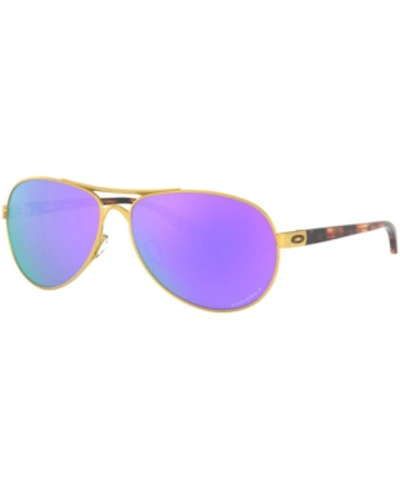 Shop Oakley Women's Polarized Sunglasses, Oo4079 In Satin Gold/prizm Violet Polarized
