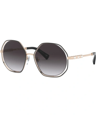 Shop Bvlgari Sunglasses, 0bv6144kb In Black/pink Gold Plated/grey Gradient
