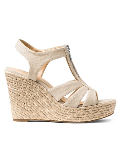 Shop Michael Michael Kors Berkley Canvas Espadrilles In Light Cream