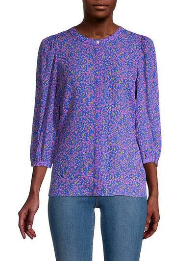 Shop Tanya Taylor Printed Silk Button-front Top In Confetti Coral
