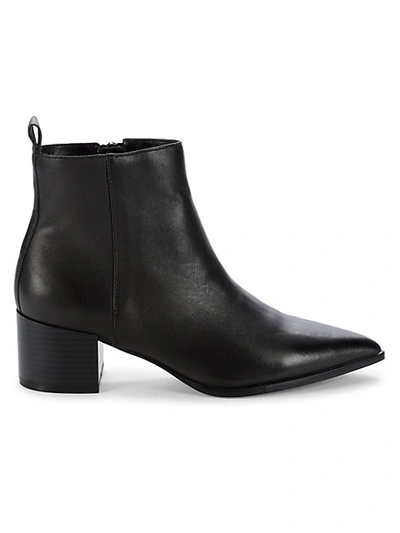 Shop Saks Fifth Avenue Women's Emerson Stacked Heel Leather Booties In Black