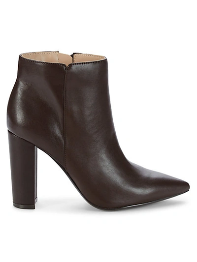 Shop Saks Fifth Avenue Women's Annie Stacked Heel Leather Booties In Teak
