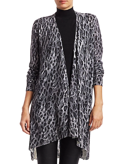 Shop Saks Fifth Avenue Women's Collection Leopard-print Cashmere Cardigan In Black Combo