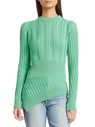 Shop Maggie Marilyn Rufus Long-sleeve Asymmetric Virgin Wool Sweater In Meadow