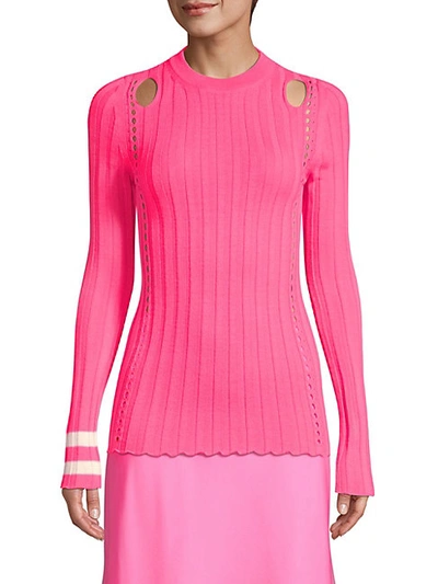 Shop Maggie Marilyn Hole Lot Of Loving Merino Wool Cut-out Sweater In Pink