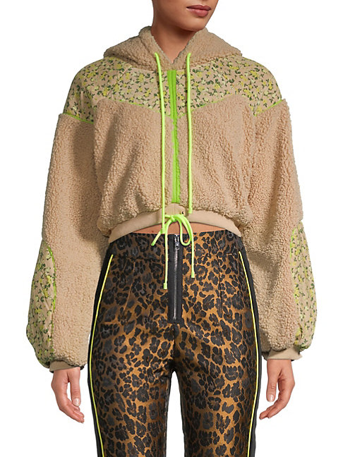 faux fur cropped hoodie
