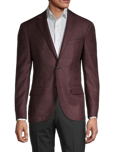 Shop Luciano Barbera Standard Fit Wool & Silk-blend Blazer In Burgundy