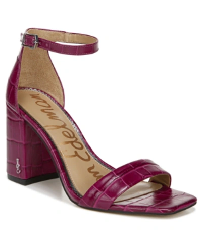Shop Sam Edelman Women's Daniella Two-piece Block-heel Sandals Women's Shoes In Berry Croco