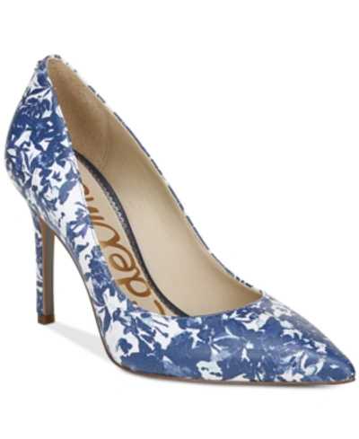 Shop Sam Edelman Women's Hazel Stiletto Pumps Women's Shoes In Blue Toile Floral Multi