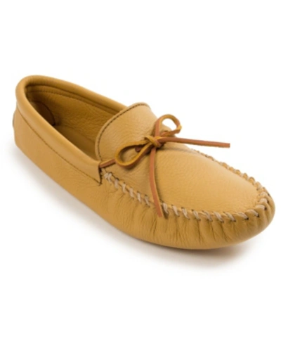 Shop Minnetonka Men's Deerskin Leather Softsole Moccasin Loafers In Natural