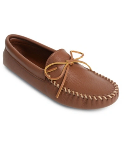 Shop Minnetonka Men's Deerskin Leather Softsole Moccasin Loafers In Brown