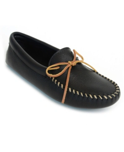 Shop Minnetonka Men's Deerskin Leather Softsole Moccasin Loafers In Black