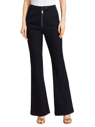 Shop A.l.c Ray Front-zip Flare Pants In Midnight
