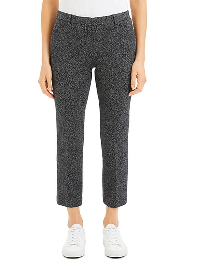 Shop Theory Speckled Knit Cropped Tailored Trousers In Navy Multi