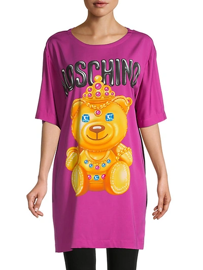 Shop Moschino Graphic Mini T-shirt Dress In Violet
