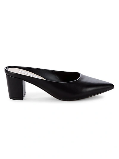 Shop Saks Fifth Avenue Carina Leather Point-toe Mules In Black
