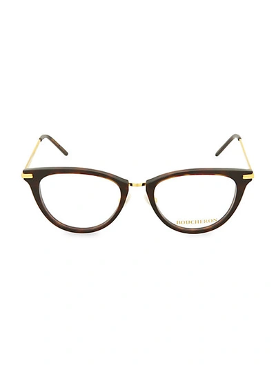 Shop Boucheron Men's 51mm Cat Eye Novelty Optical Glasses In Brown