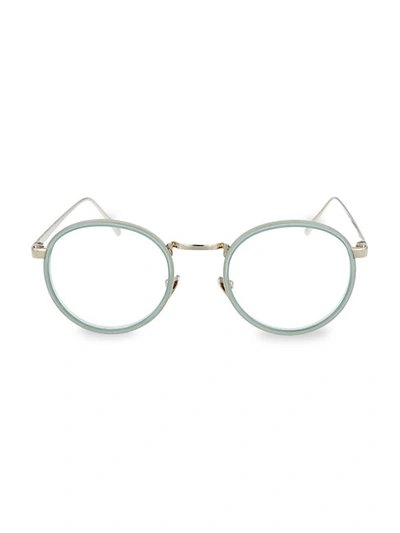 Shop Linda Farrow 48mm Round Novelty Optical Glasses In Milky Blue