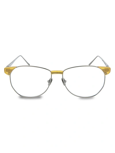 Shop Linda Farrow 56mm Oval Novelty Optical Glasses In Nickel Honey