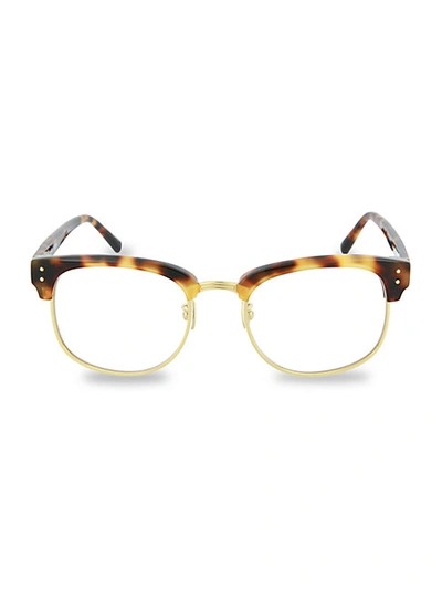 Shop Linda Farrow 53mm Novelty Square Optical Glasses In Tortoise