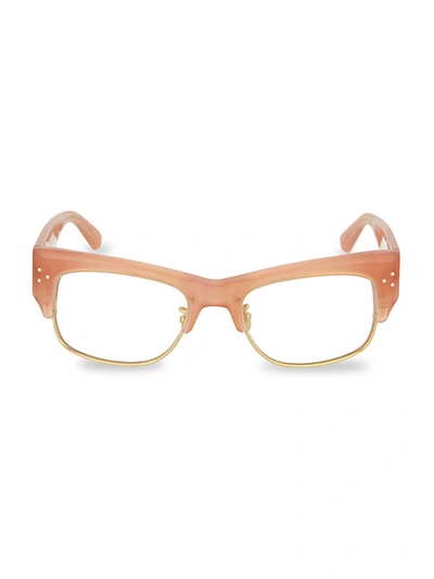 Shop Linda Farrow 51mm Square Novelty Optical Glasses In Nectarine