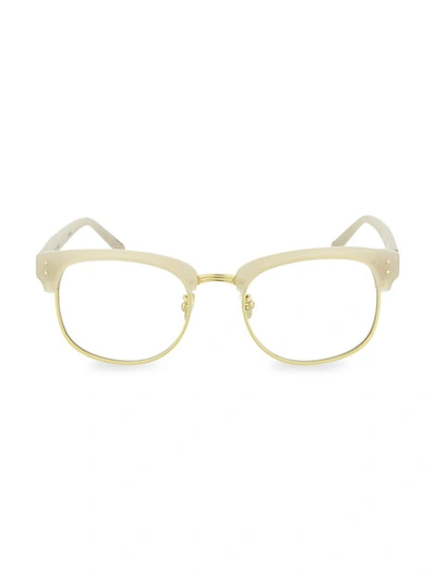 Shop Linda Farrow 51mm Clubmaster Novelty Optical Glasses In Matte Shell